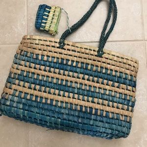 Straw Beach Tote (with pouch)
